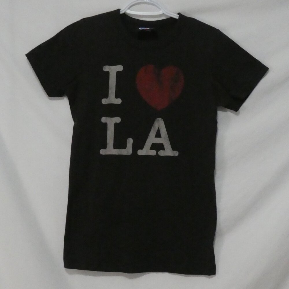 Vintage JUNK FOOD XL extra large Chocolate Brown I ❤️ LA Graphic T-Shirt